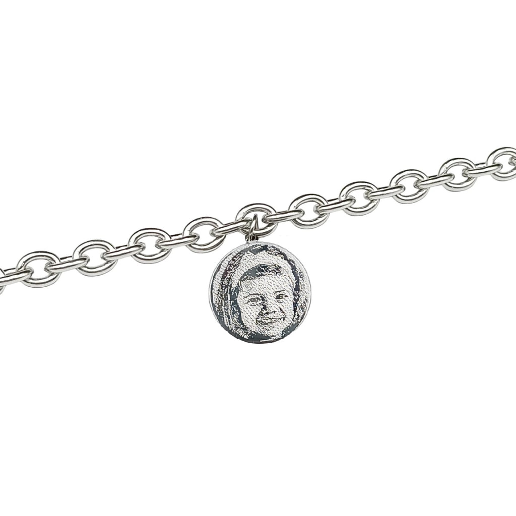 Bracciale Acciaio con Doppia Fotoincisione pendente Tondo