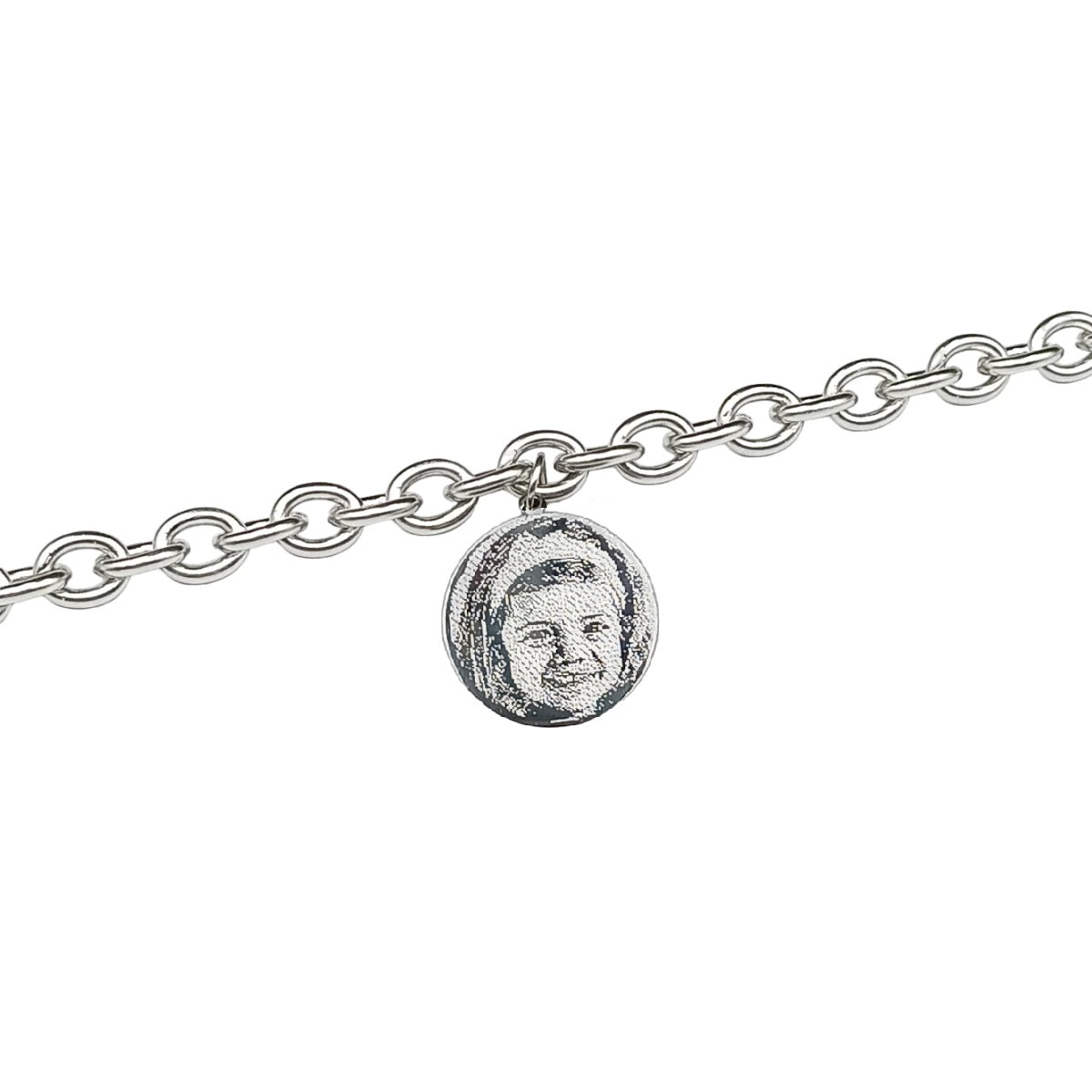 Bracciale Acciaio con Doppia Fotoincisione pendente Tondo