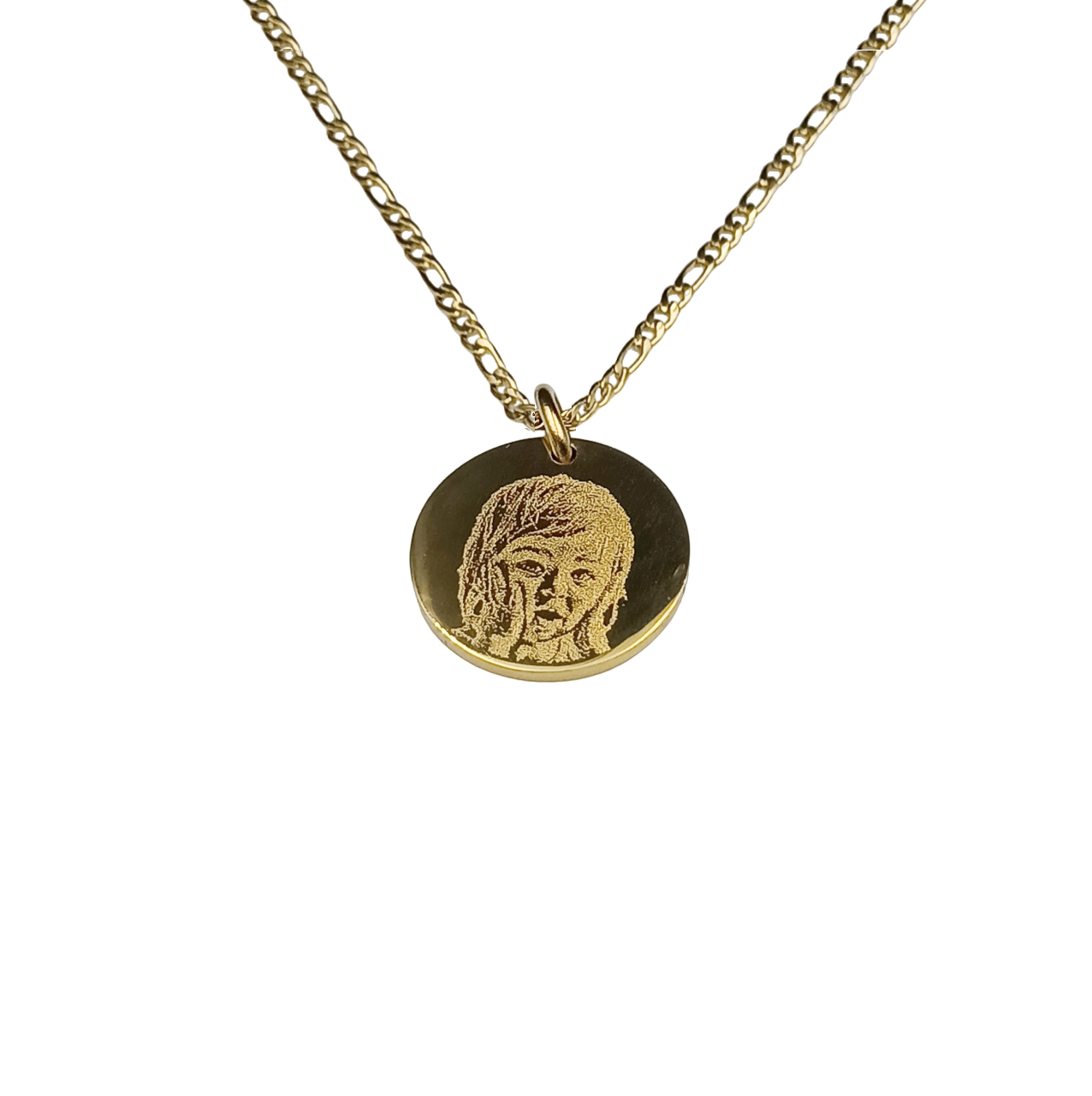 Collana Acciaio con Fotoincisione Pendente Tondo Medio