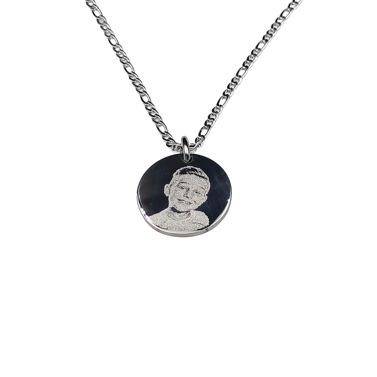 Collana Acciaio con Fotoincisione Pendente Tondo Medio