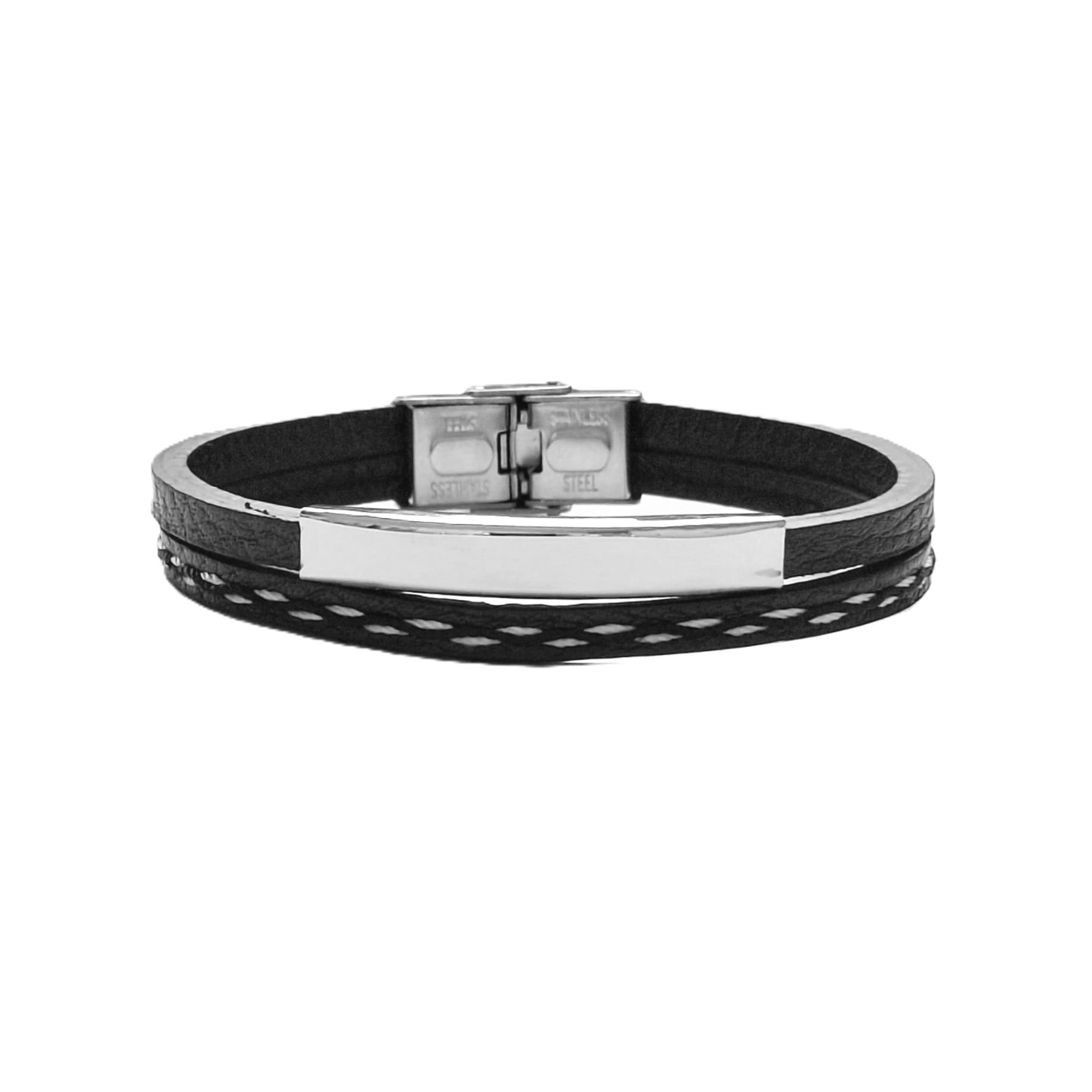 Bracciale Acciaio Skin-Black incisione personalizzata