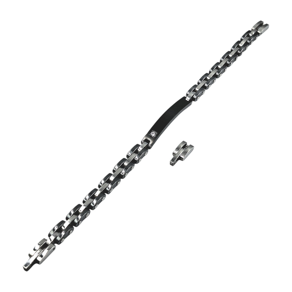 Bracciale Cubo Diamantato Zircone in Acciaio con Incisione Personalizzata