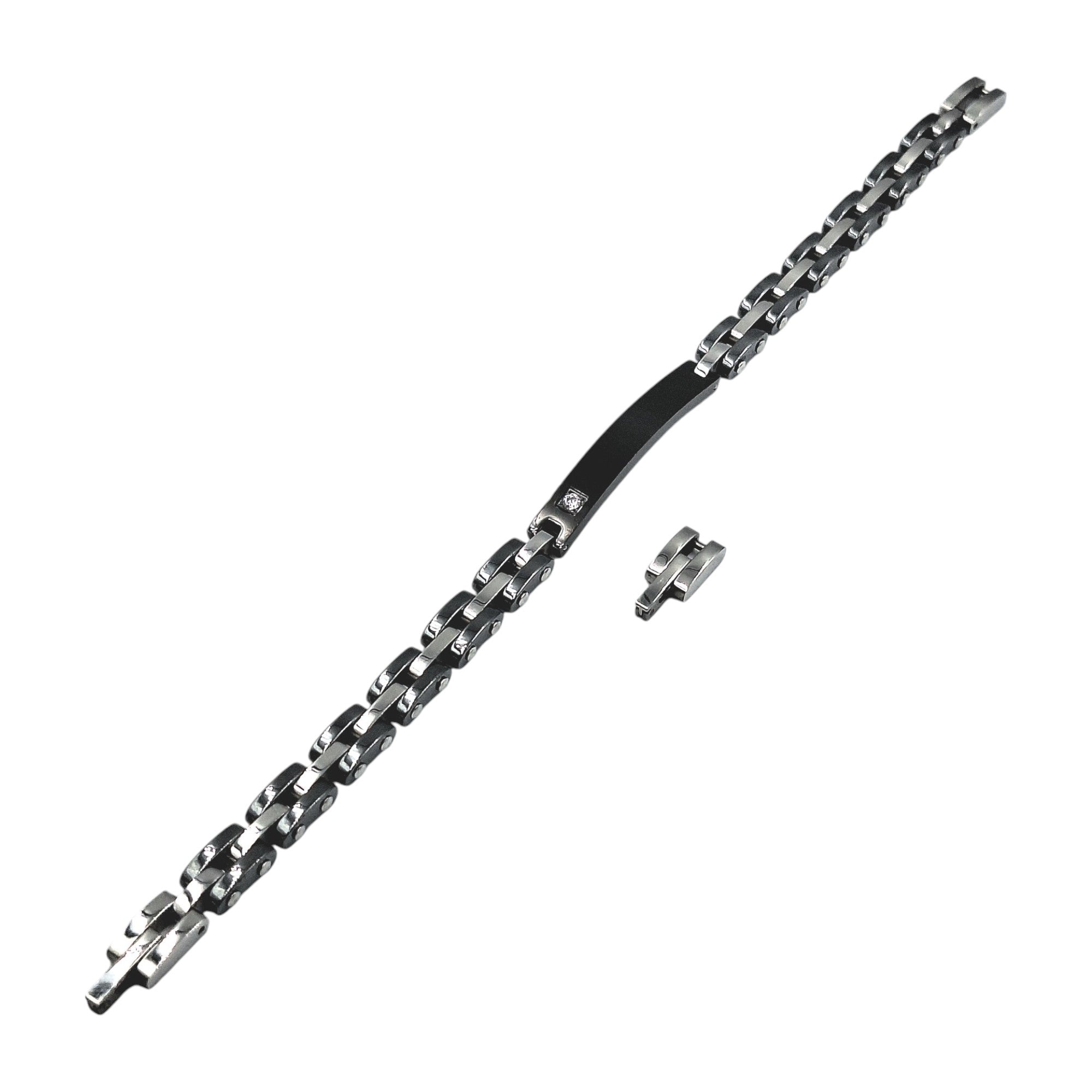 Bracciale Cubo Diamantato Zircone in Acciaio con Incisione Personalizzata