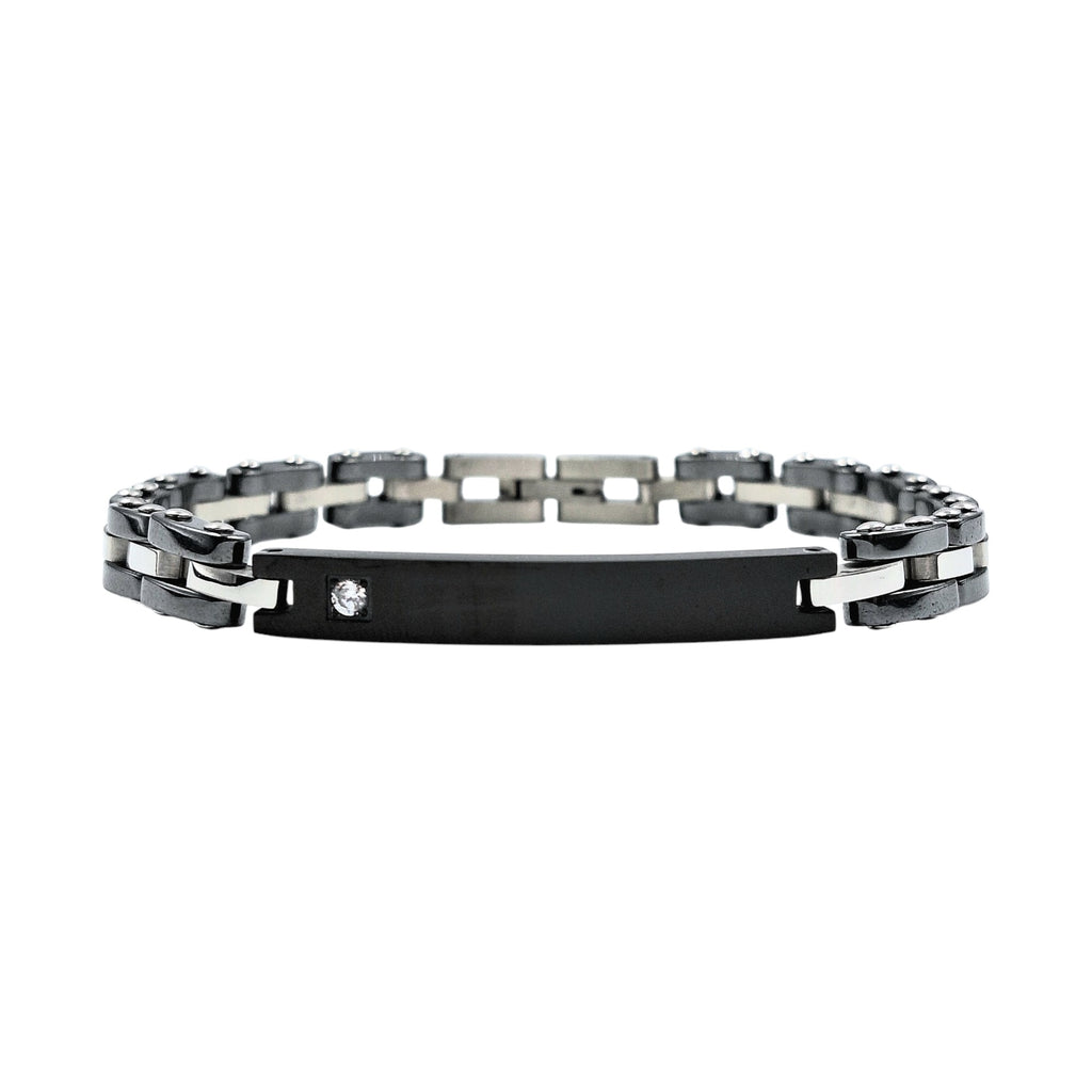 Bracciale Cubo Diamantato Zircone in Acciaio con Incisione Personalizzata