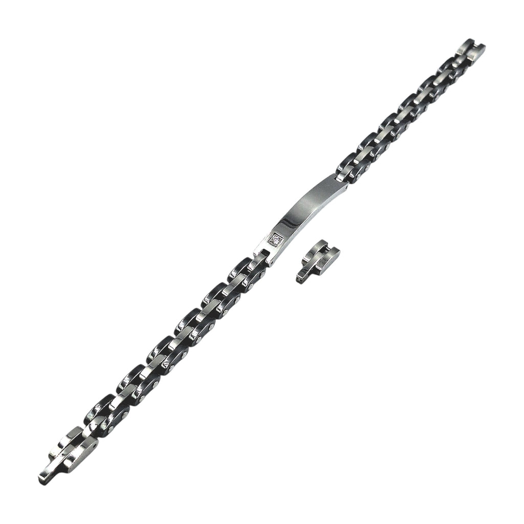 Bracciale Cubo Diamantato Zircone in Acciaio con Incisione Personalizzata