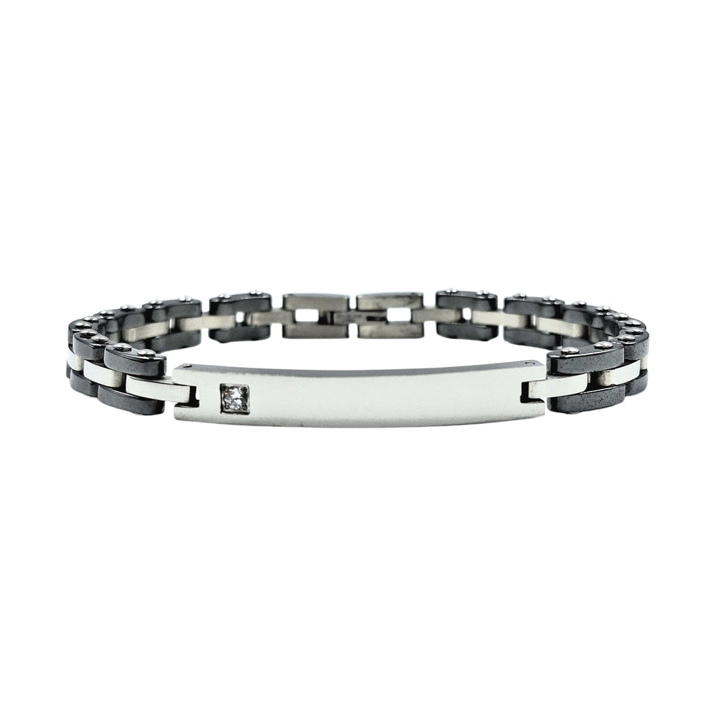 Bracciale Cubo Diamantato Zircone in Acciaio con Incisione Personalizzata