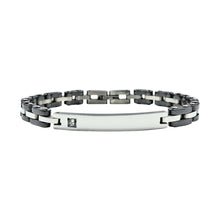 Téléchargez l&#39;image dans la visionneuse de la galerie, Bracciale Cubo Diamantato Zircone in Acciaio con Incisione Personalizzata
