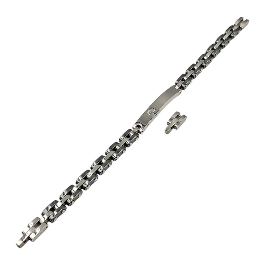 Bracciale Cubo Duo Zircone in Acciaio con Incisione Personalizzata