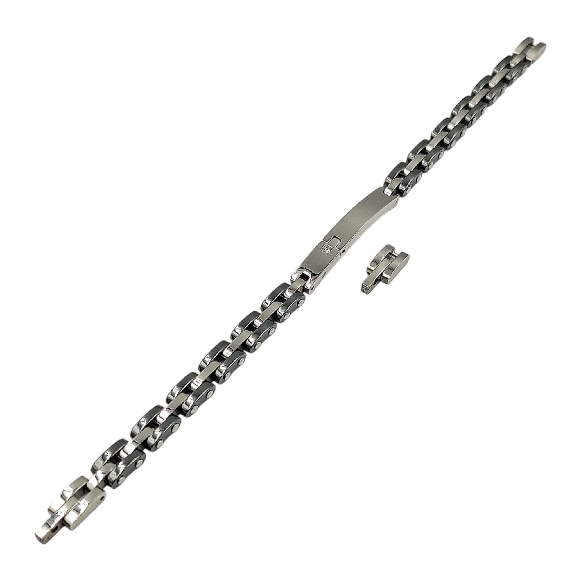 Bracciale Cubo Duo Zircone in Acciaio con Incisione Personalizzata