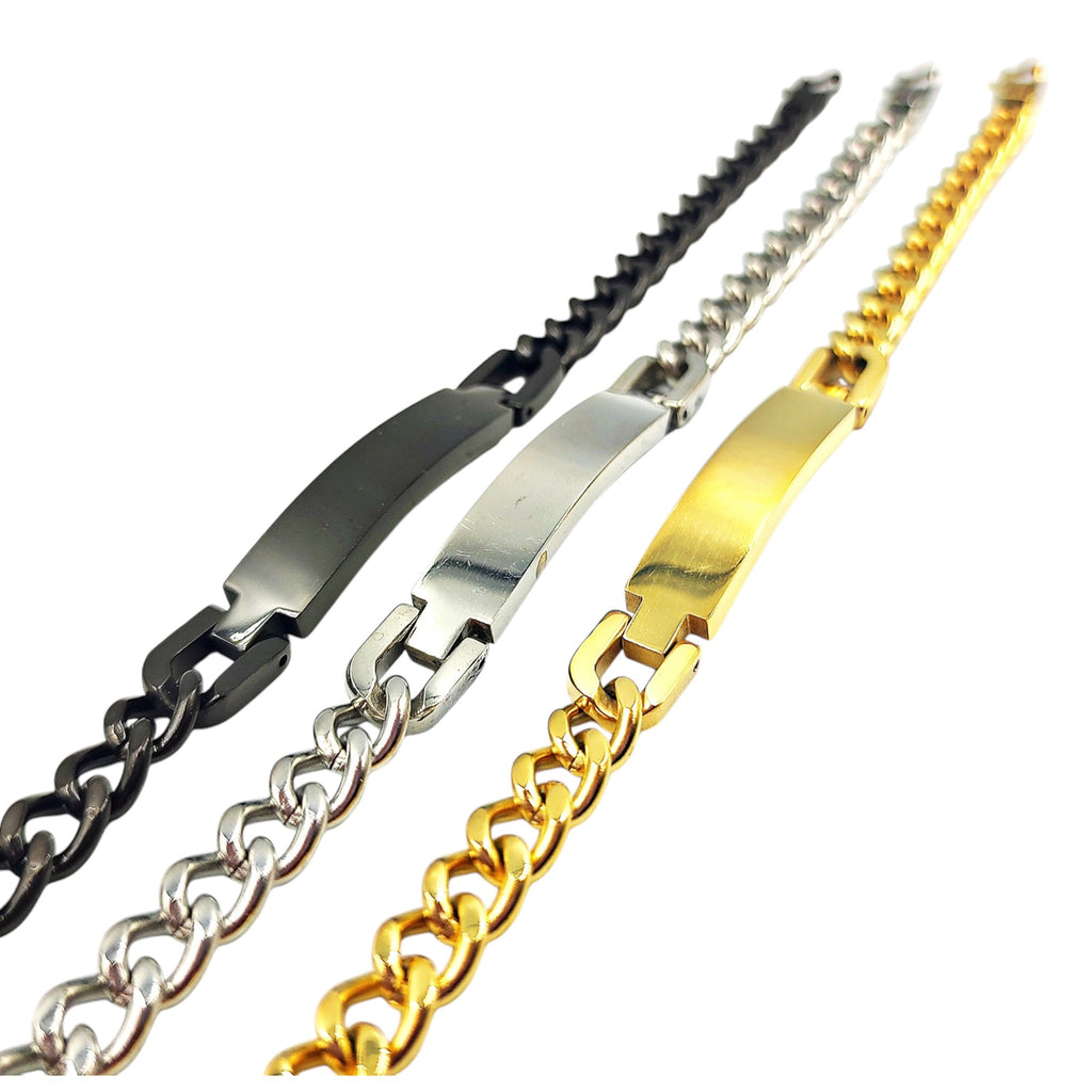 Bracciale Maglia Larga Sturdy in Acciaio con Incisione Personalizzata