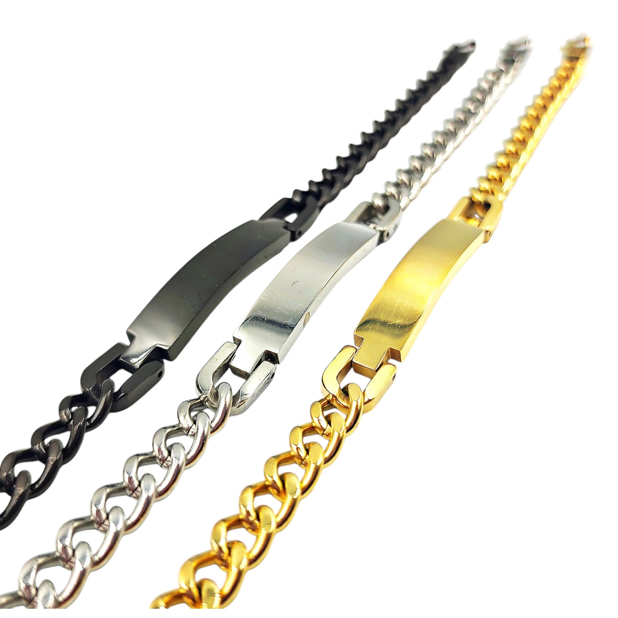 Bracciale Maglia Larga Sturdy in Acciaio con Incisione Personalizzata