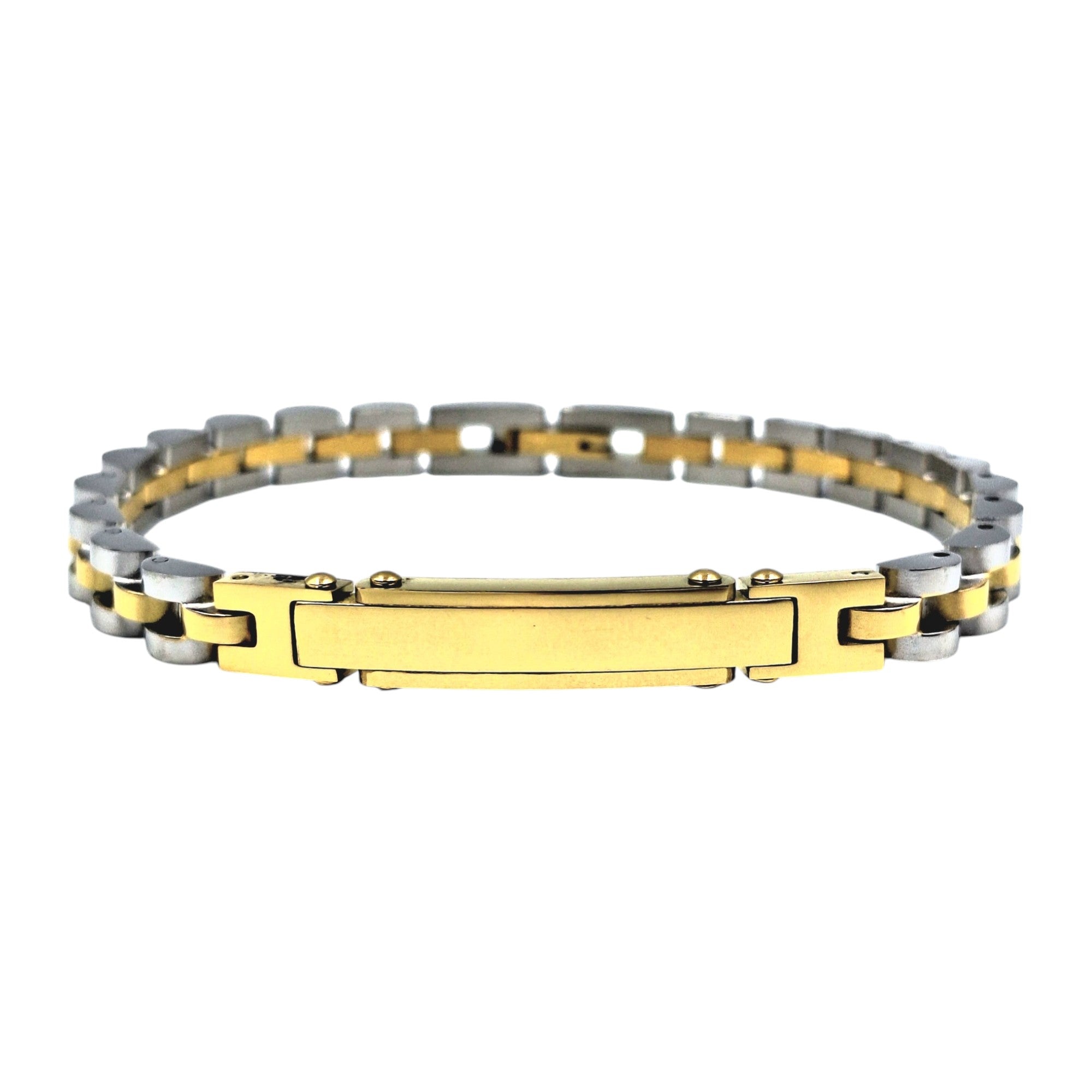 Bracciale Veneziano Diamantato Barre in Acciaio con Incisione Personalizzata