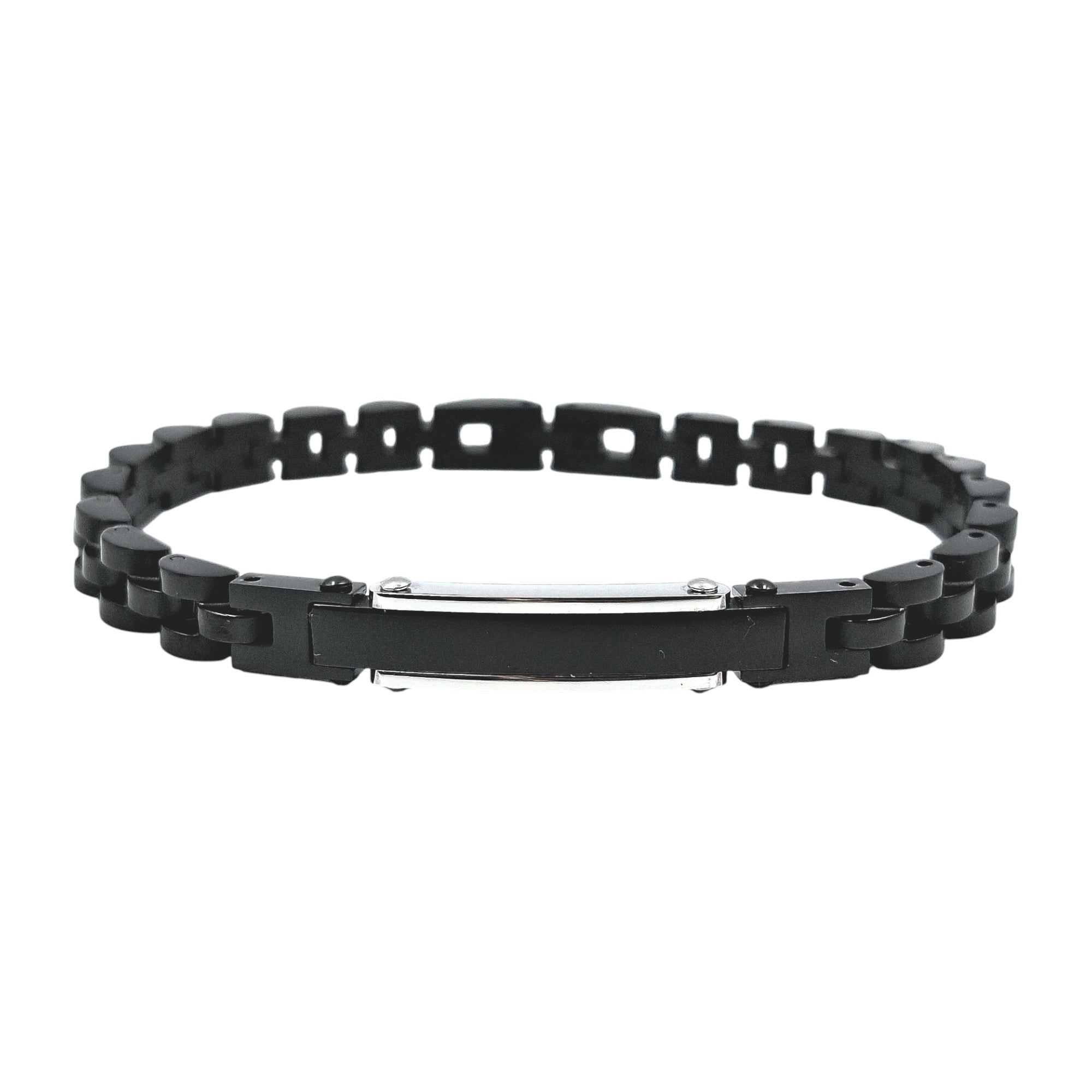 Bracciale Veneziano Diamantato Barre in Acciaio con Incisione Personalizzata