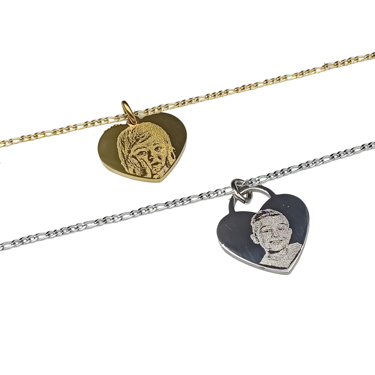 Collana Acciaio con Doppia Fotoincisione Medaglietta Cuore