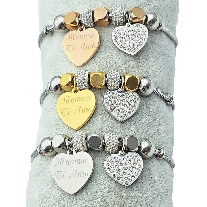 Bracciale Charms Armonia del Cuore - Incisione Gratuita