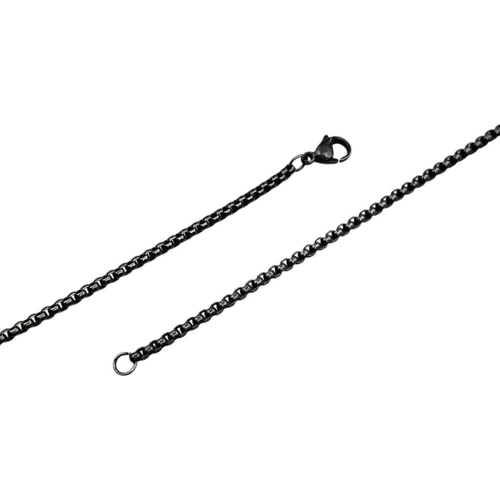 Collana Medaglietta Acciaio Nero Rettangolare con Incisione Personalizzata