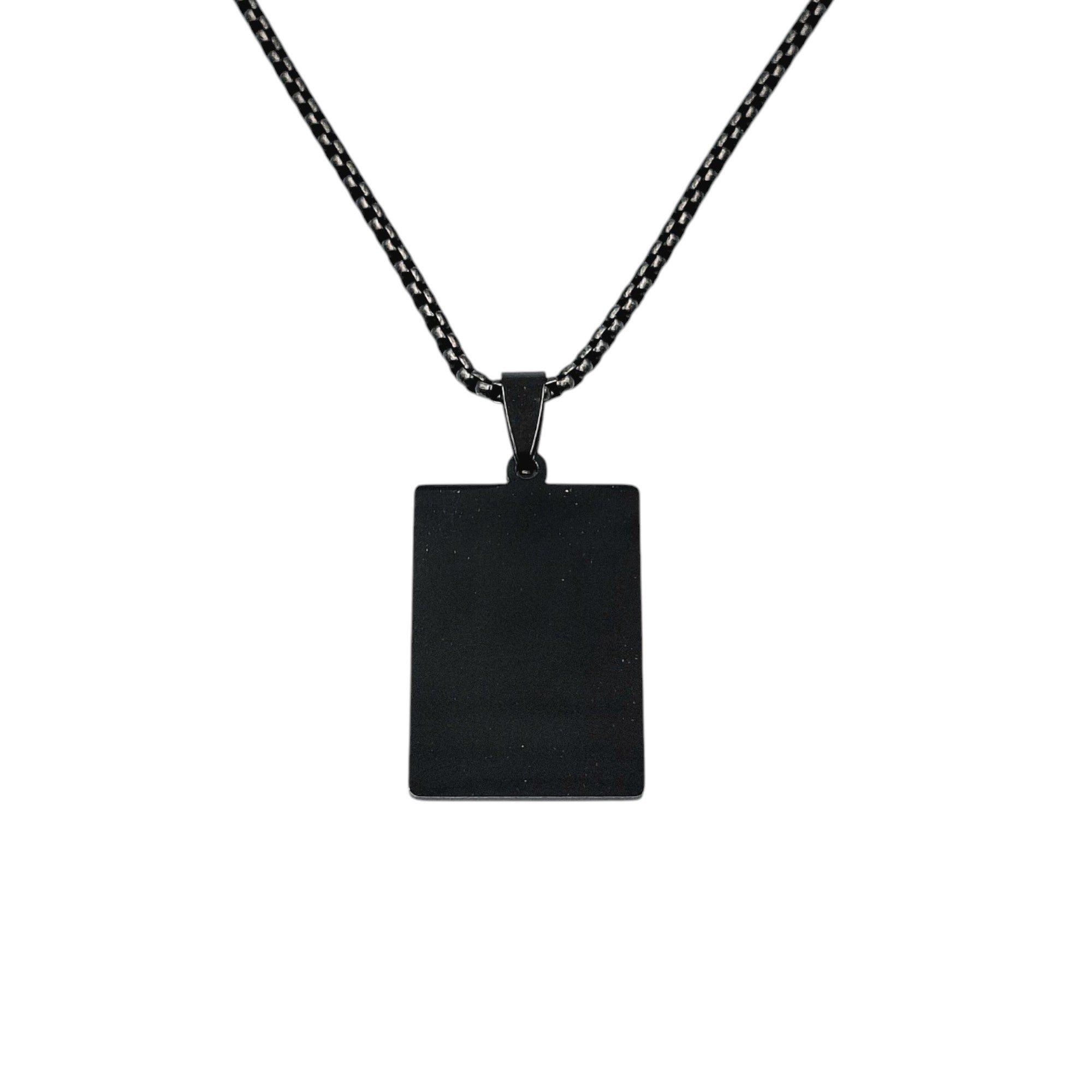 Collana Medaglietta Acciaio Nero Rettangolare con Incisione Personalizzata