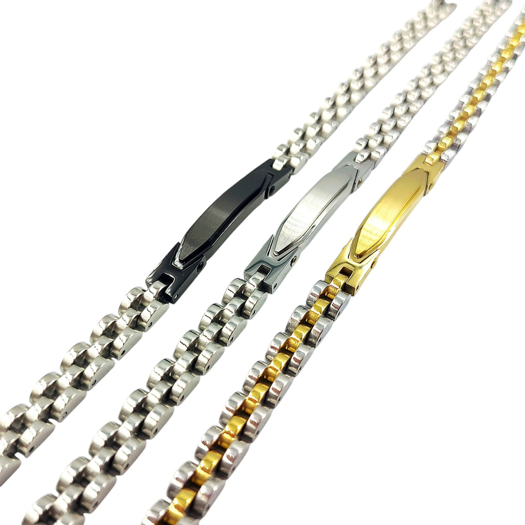 Bracciale Veneziano Diamantato Rombo in Acciaio con Incisione Personalizzata