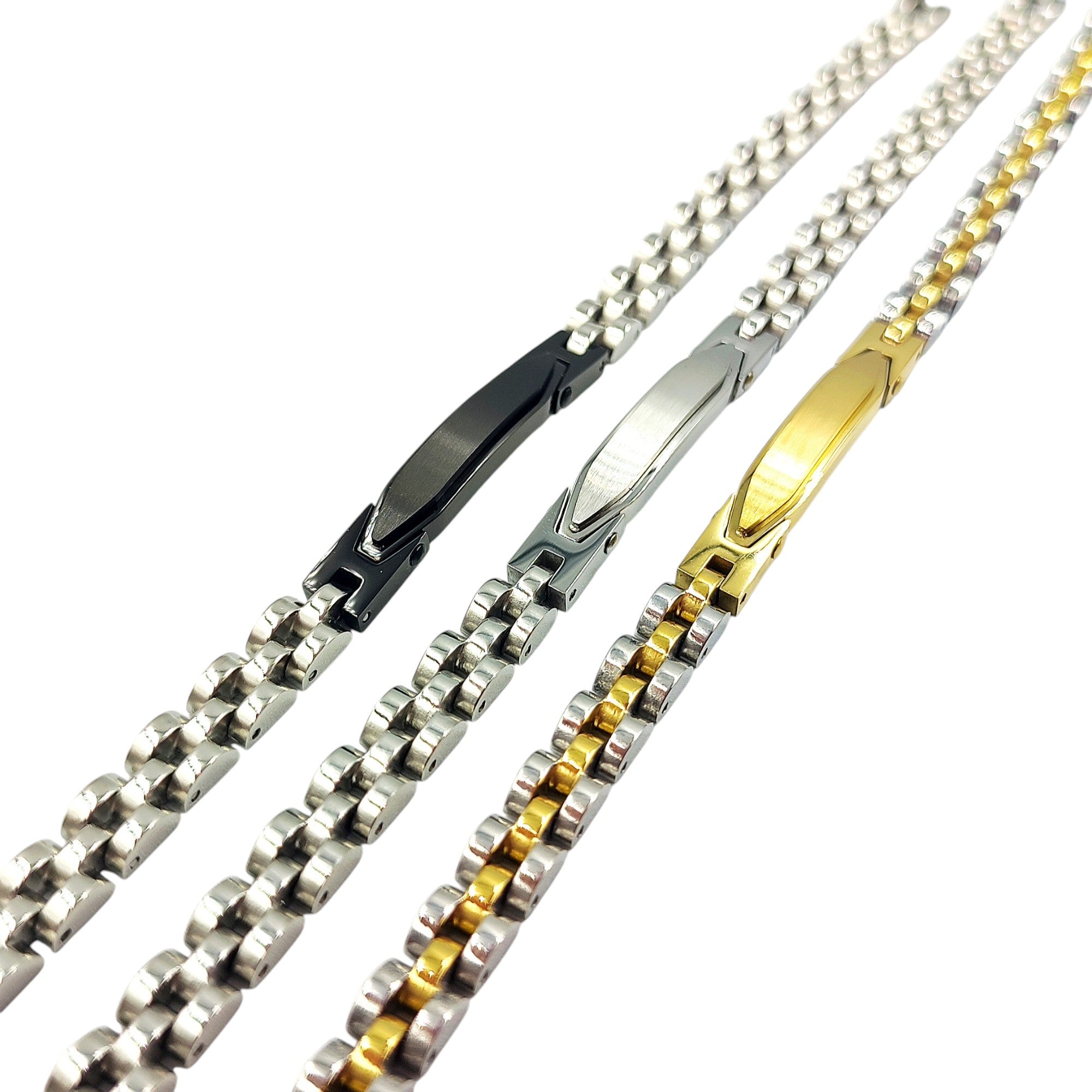 Bracciale Veneziano Diamantato Rombo in Acciaio con Incisione Personalizzata