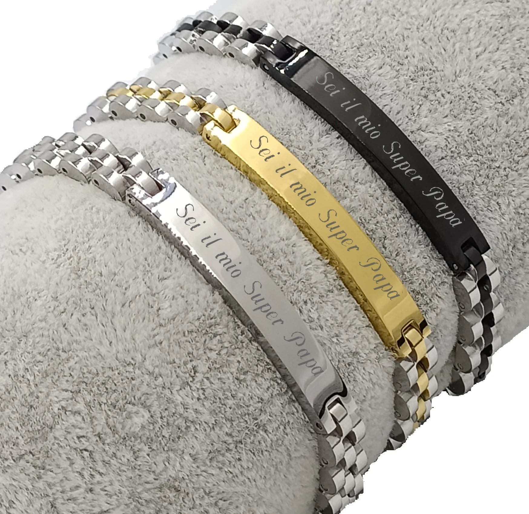 Bracciale Veneziano Diamantato Classico Acciaio Colori Argento Oro Nero