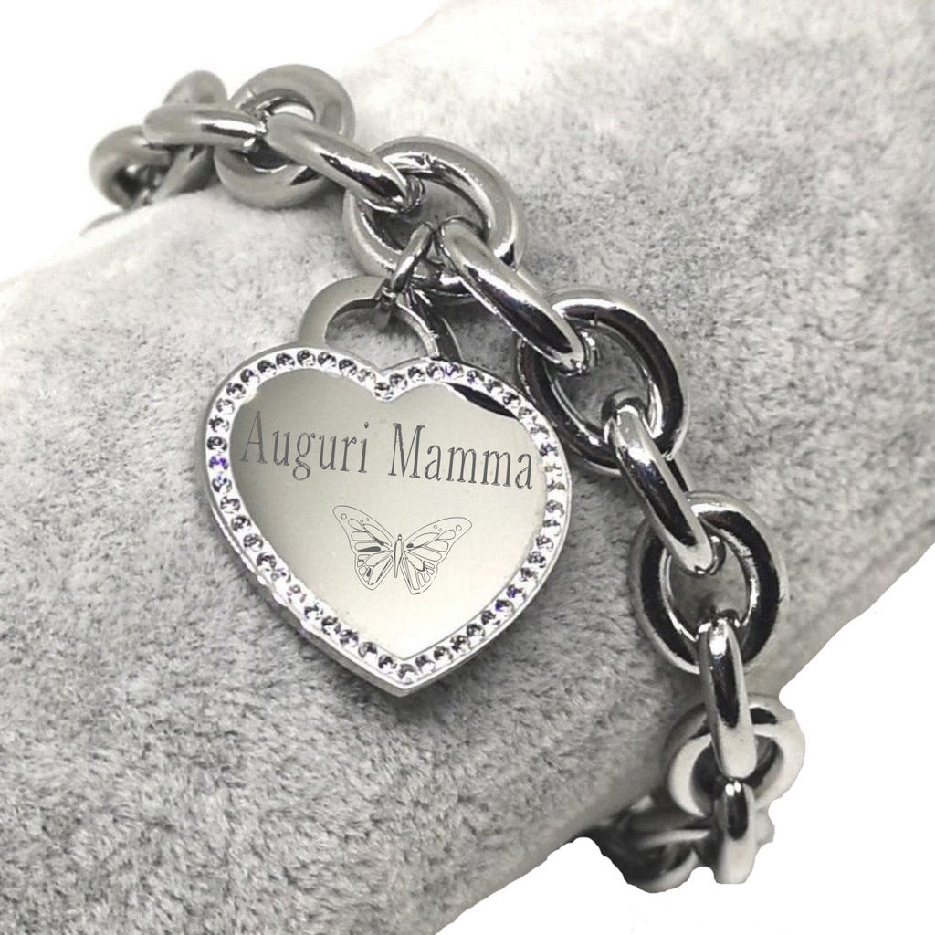 Bracciale Eterna Cuore Brillanti - Incisione Gratuita