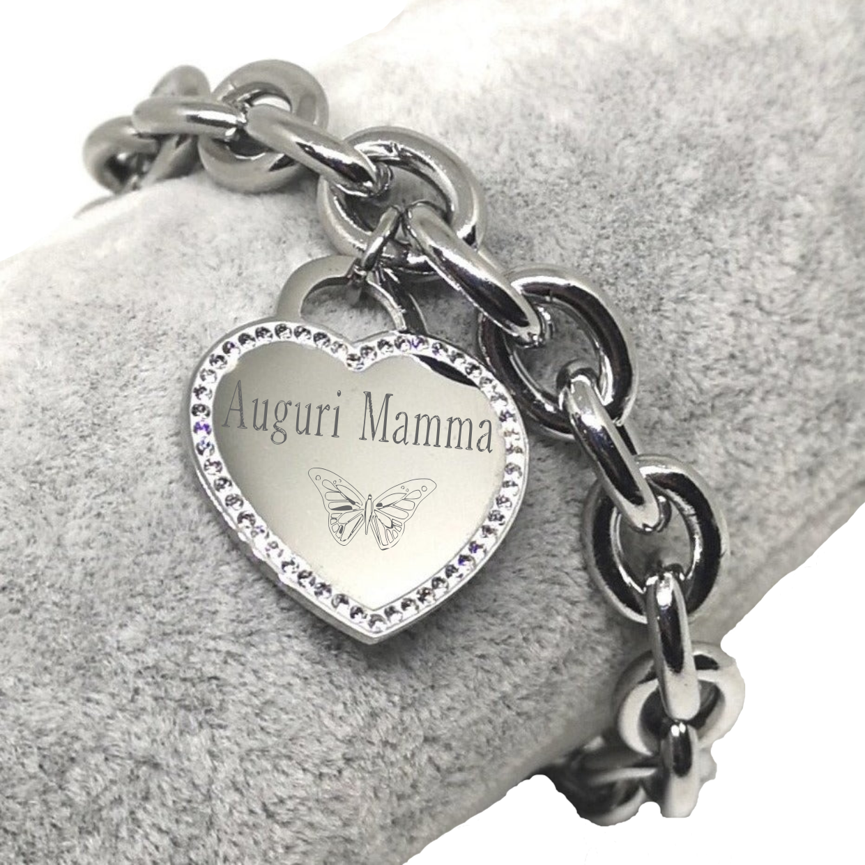 Bracciale Eterna Cuore Brillanti - Incisione Gratuita