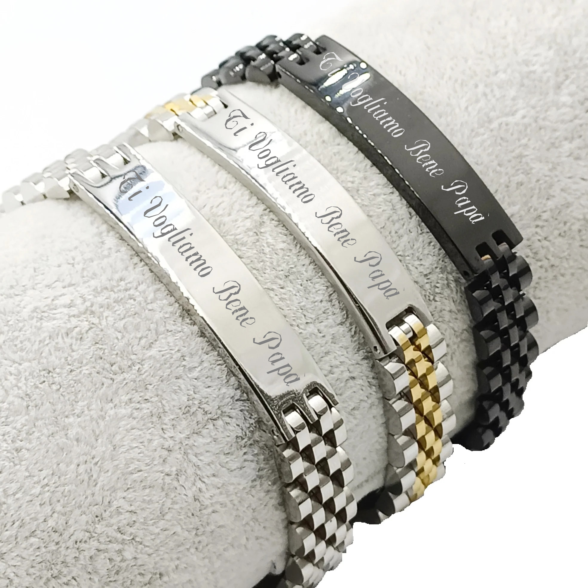 Bracciale Elegance Diamantato Acciaio con Incisione Personalizzata