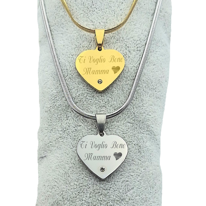 Collana Cuore Solitario - Incisione Gratuita