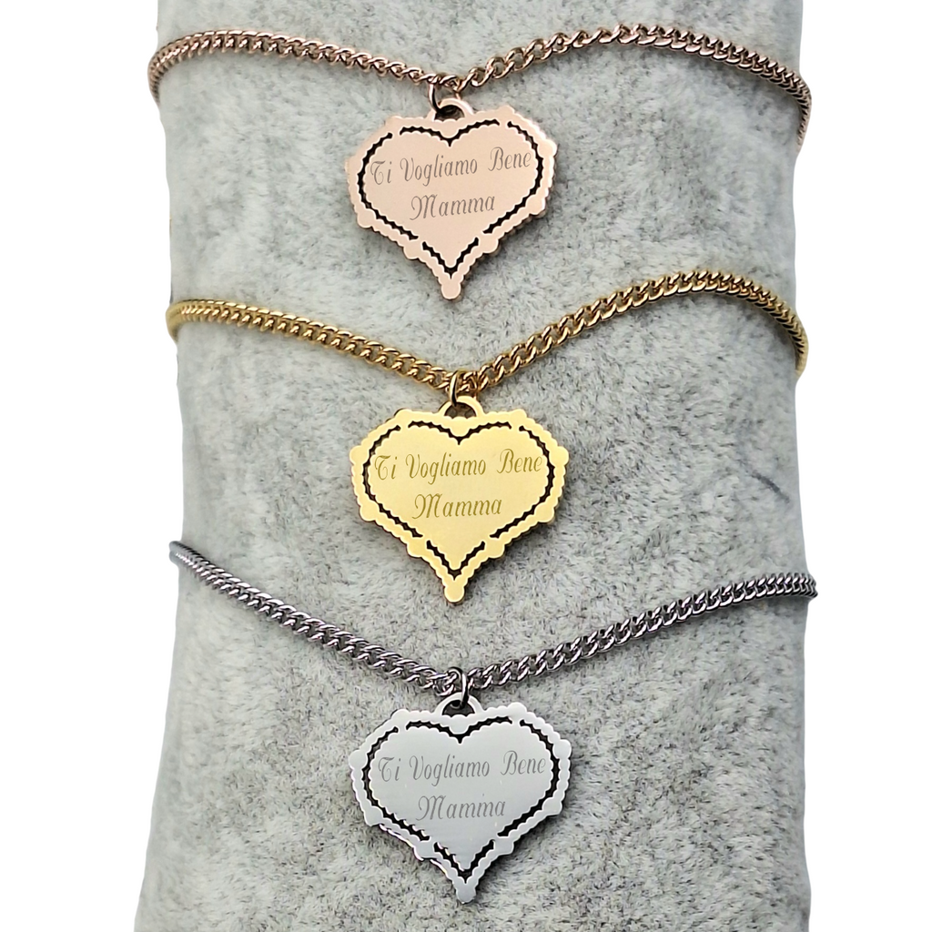 Collana Cuore Sacro Acciaio - Incisione Gratuita