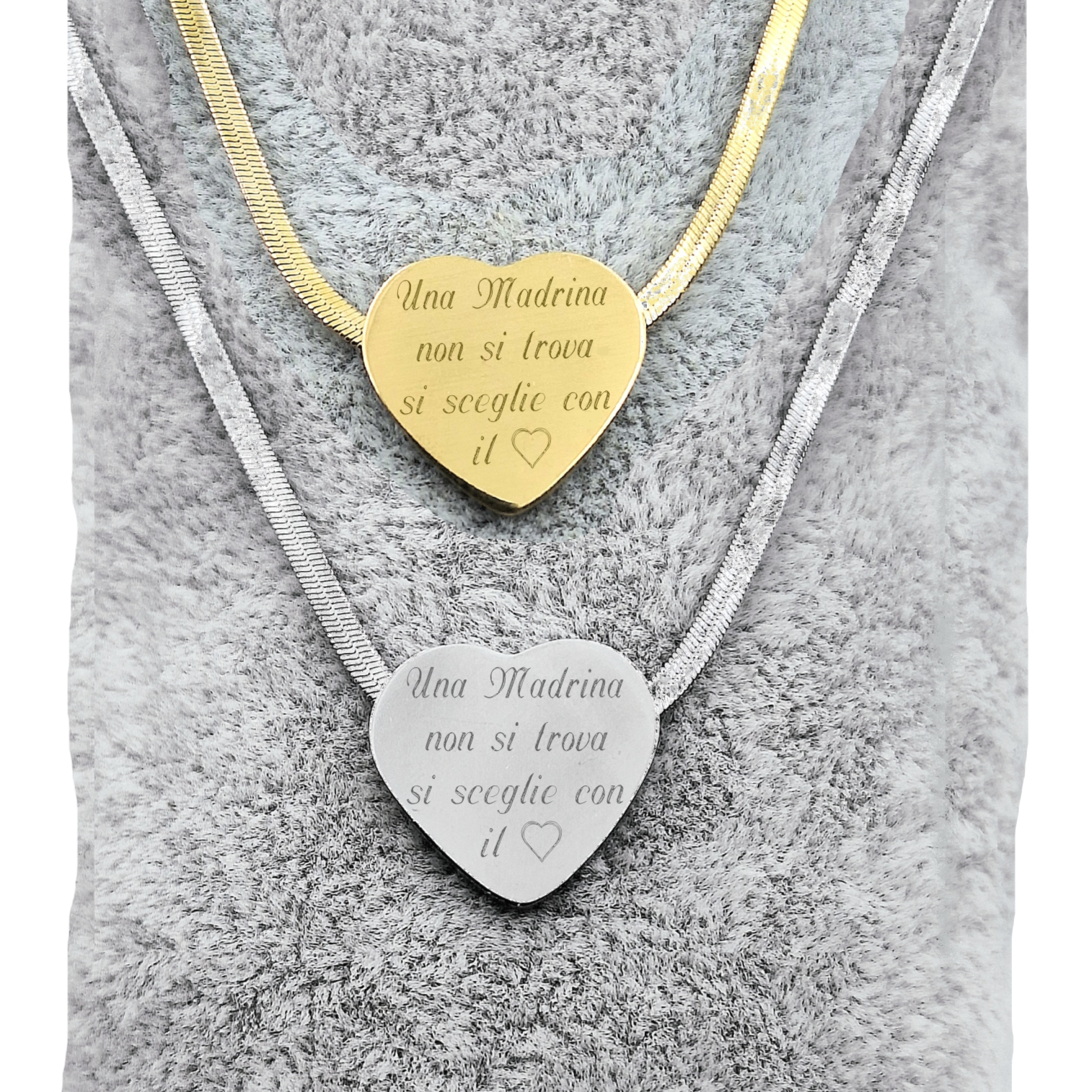 Collana Cuore Snake piatto - Incisione Gratuita - Madrina Comunione Cresima Battesimo