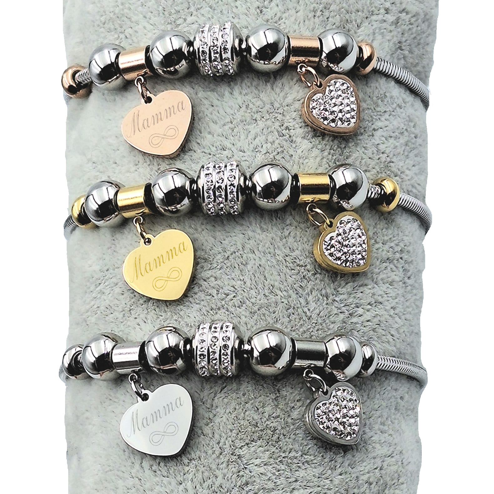 Bracciale Charms Cuore Brillante - Incisione Gratuita