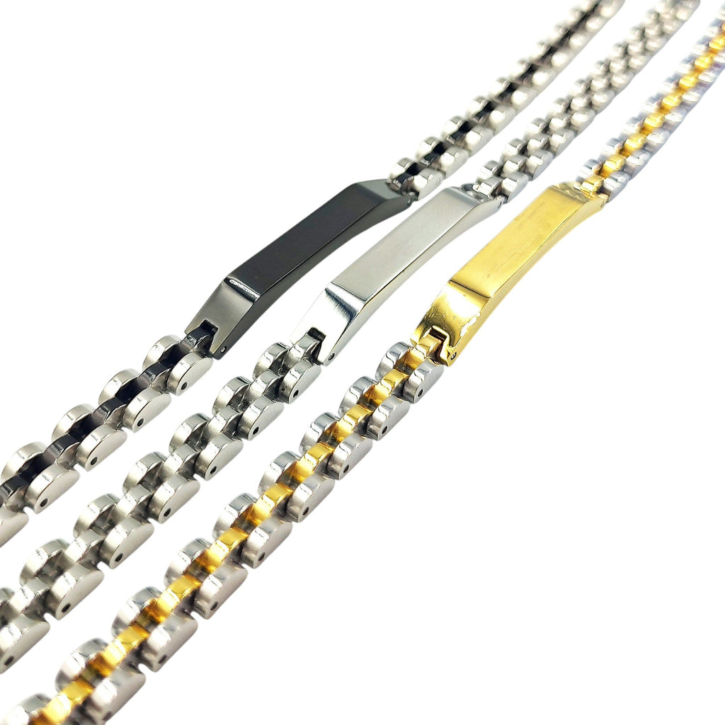 Bracciale Veneziano Diamantato Ponte in Acciaio con Incisione Personalizzata