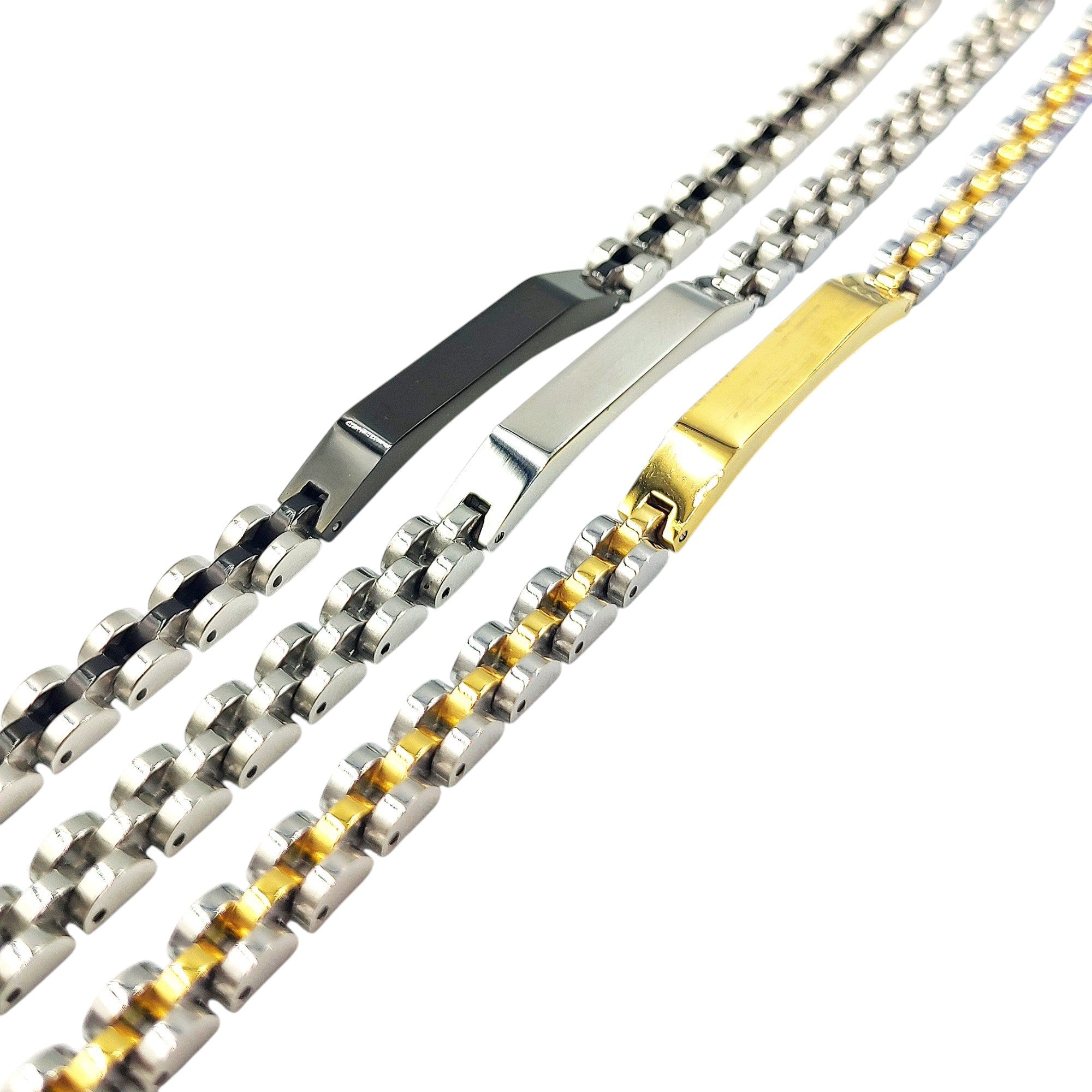 Bracciale Veneziano Diamantato Ponte in Acciaio con Incisione Personalizzata