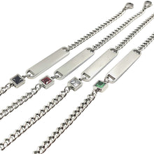 Téléchargez l&#39;image dans la visionneuse de la galerie, Bracciale Maglia Fine Zircone in Acciaio Argento con Incisione Personalizzata
