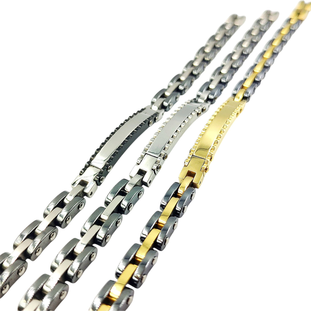 Bracciale Cubo Ziglinato in Acciaio con Incisione Personalizzata