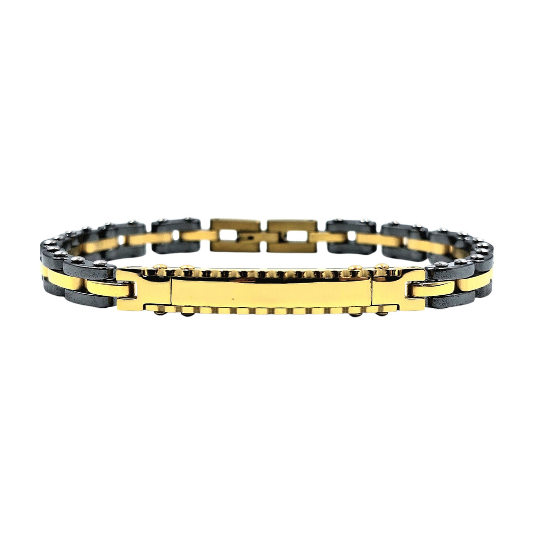 Bracciale Cubo Ziglinato in Acciaio con Incisione Personalizzata