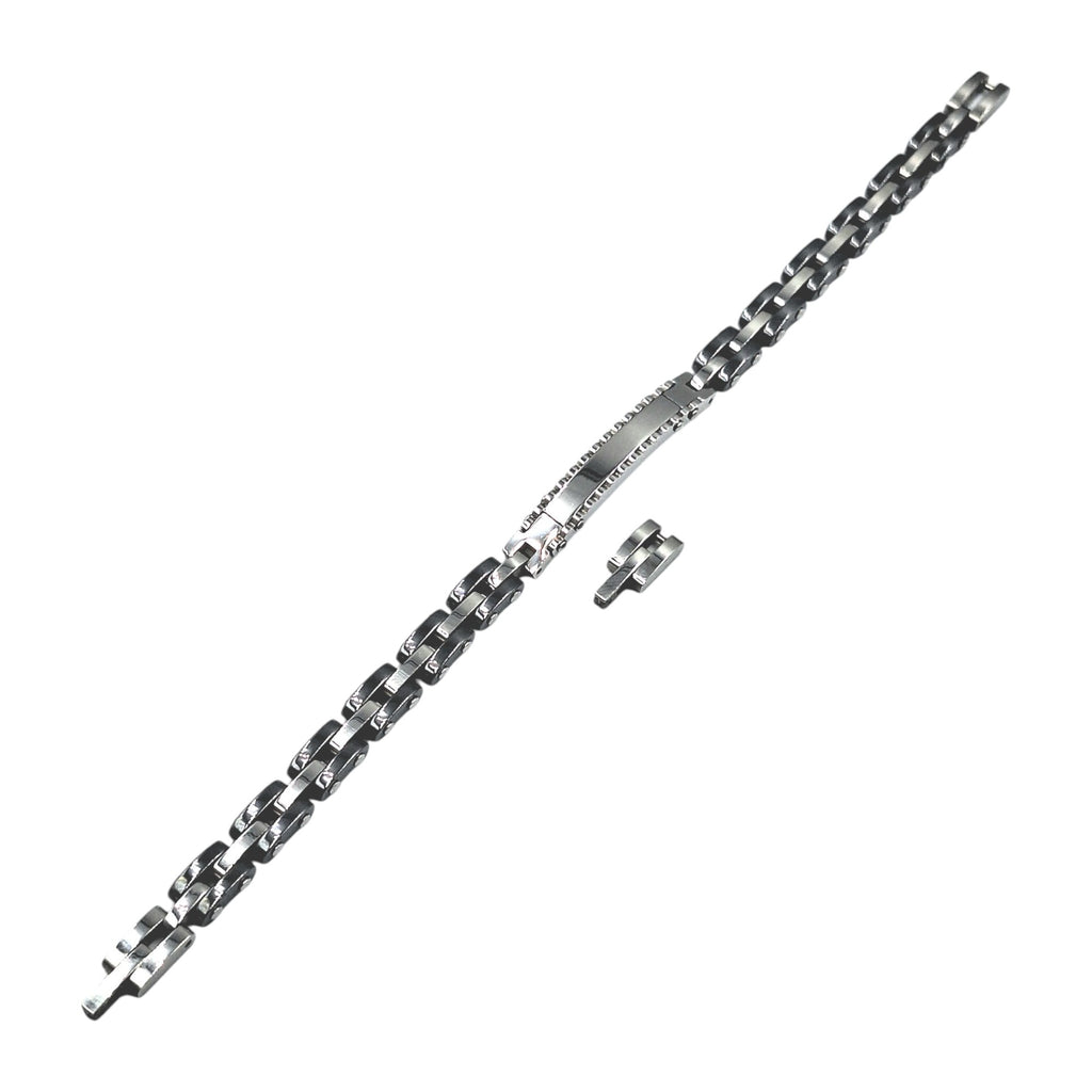 Bracciale Cubo Ziglinato in Acciaio con Incisione Personalizzata