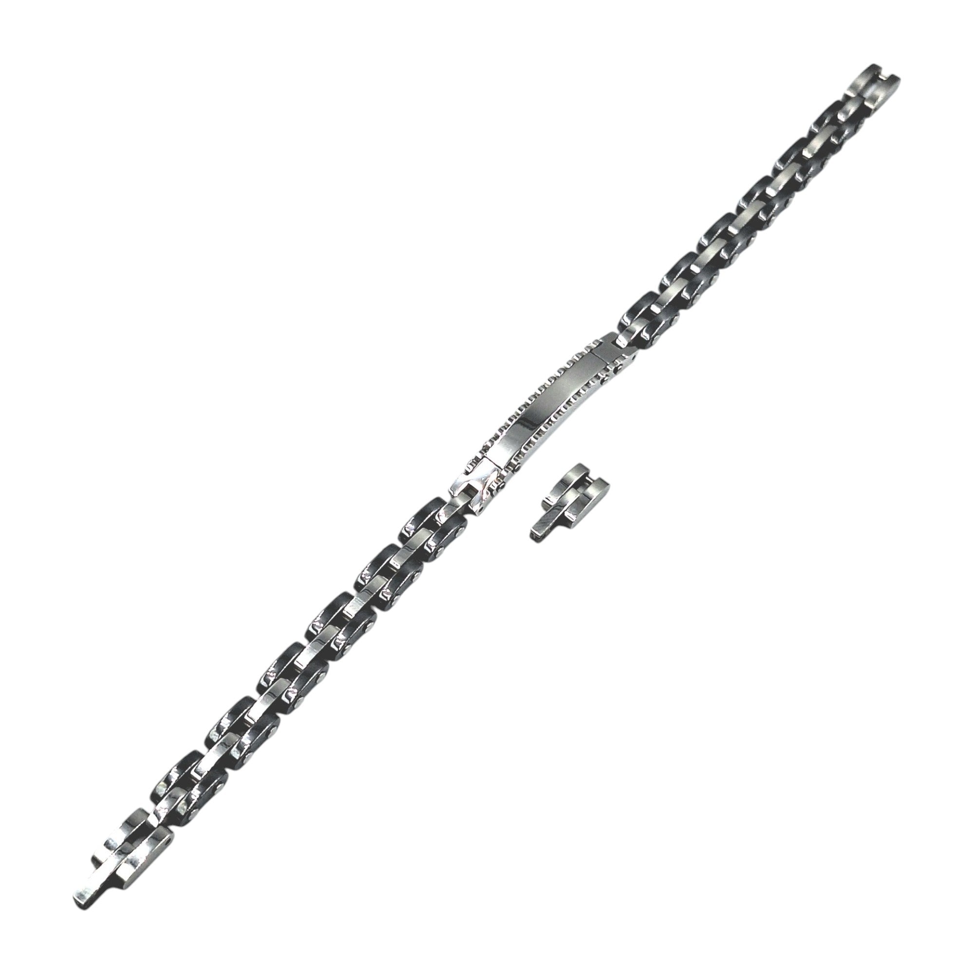 Bracciale Cubo Ziglinato in Acciaio con Incisione Personalizzata