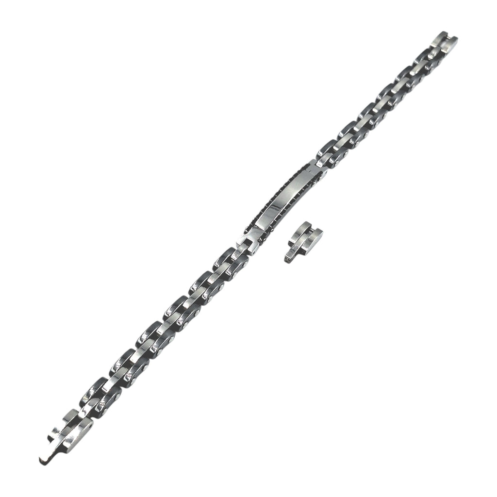 Bracciale Cubo Ziglinato in Acciaio con Incisione Personalizzata