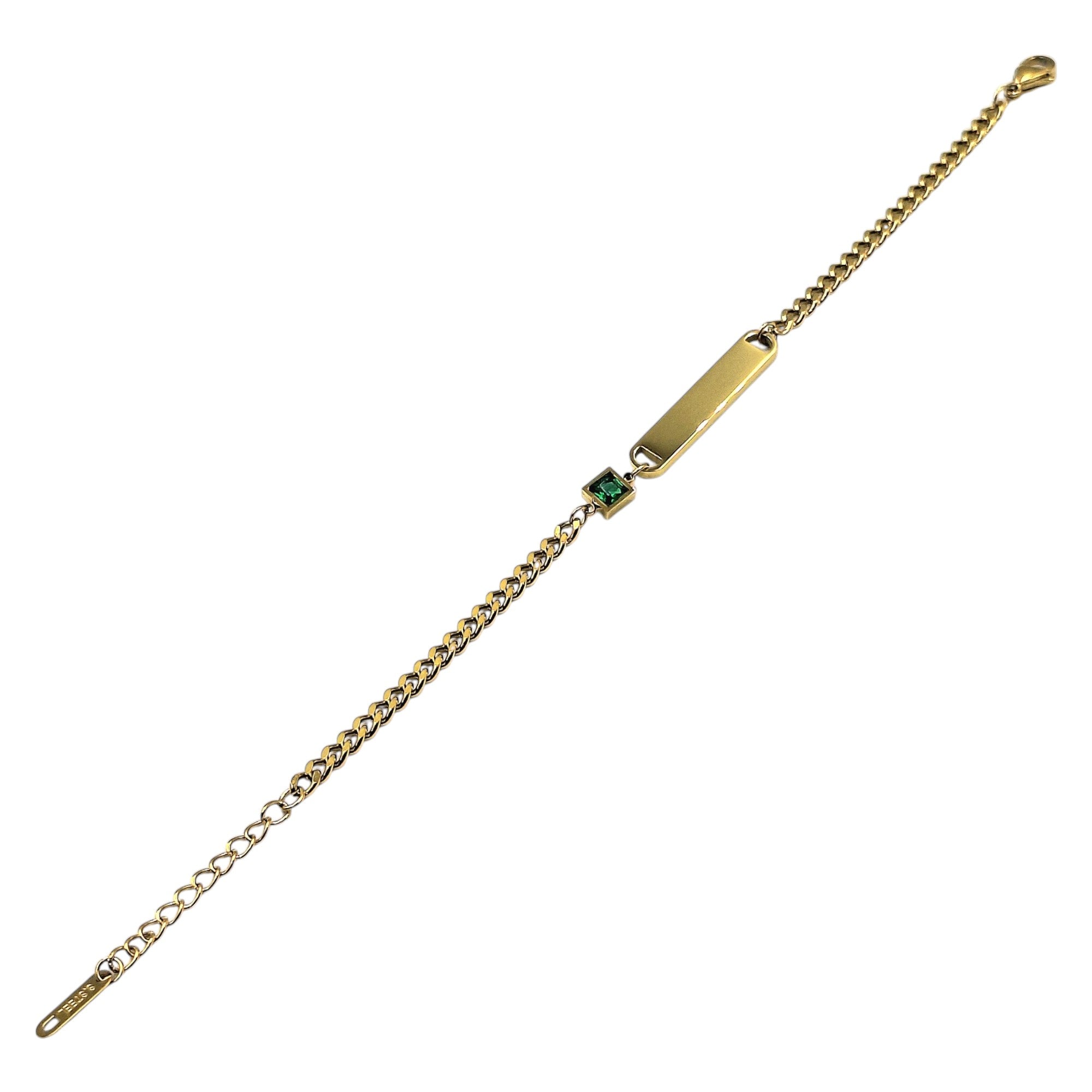 Bracciale Maglia Fine Zircone in Acciaio Oro con Incisione Personalizzata