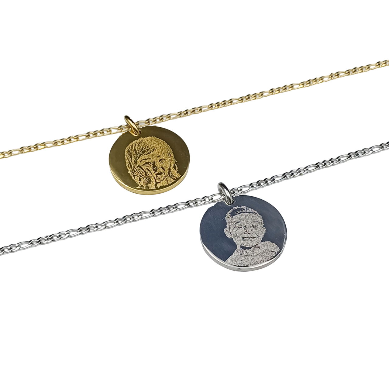 Collana Acciaio con Fotoincisione Pendente Tondo Medio