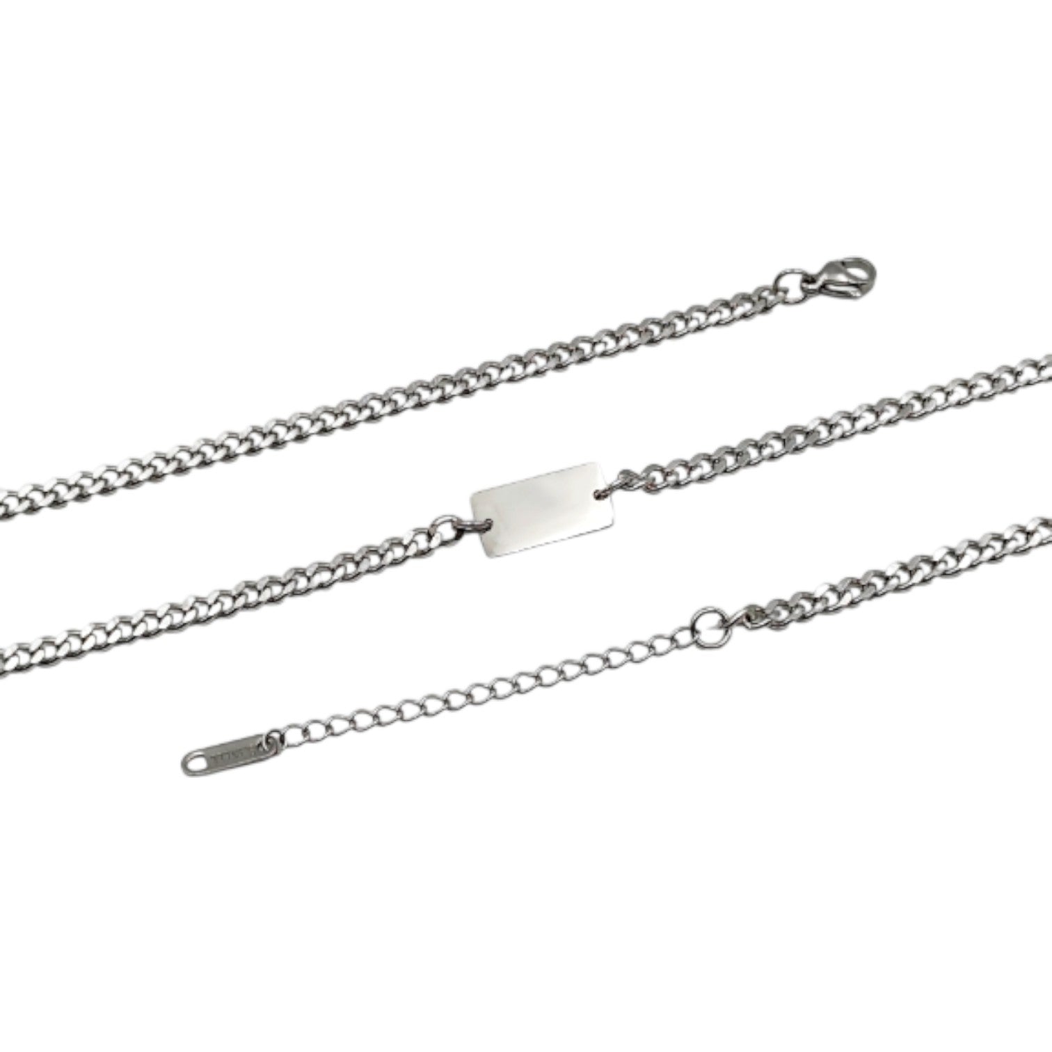 Set Fotoincisione Rettangolo Stondato in Acciaio – Collana e Portachiavi Personalizzati