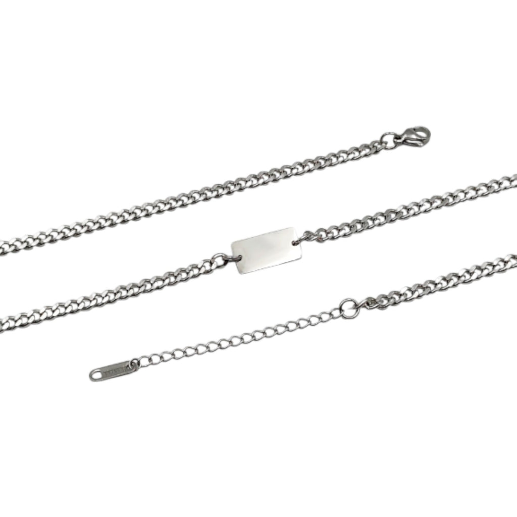 Collana Acciaio con Fotoincisione Rettangolare Media