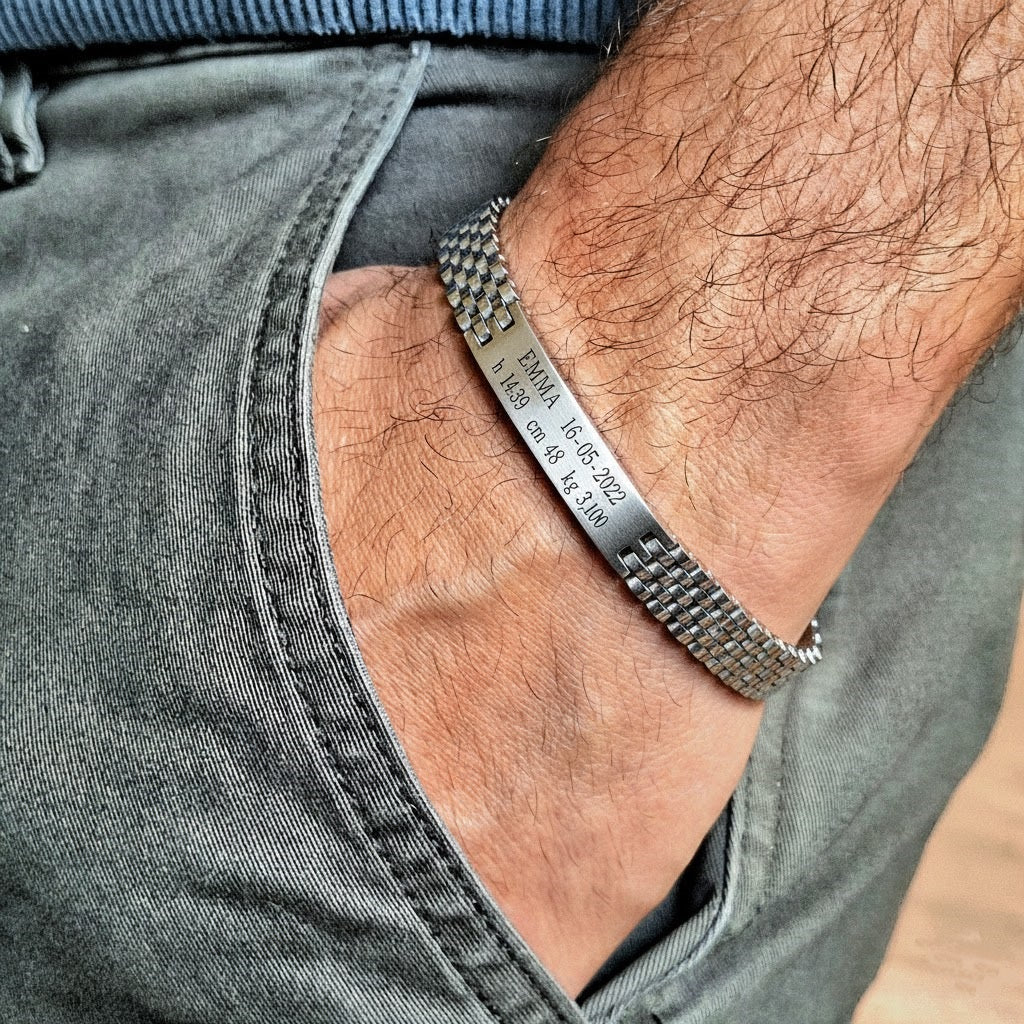 Elegance-Dual Armband GEBURT von 1 bis 3 Kinder Stahl