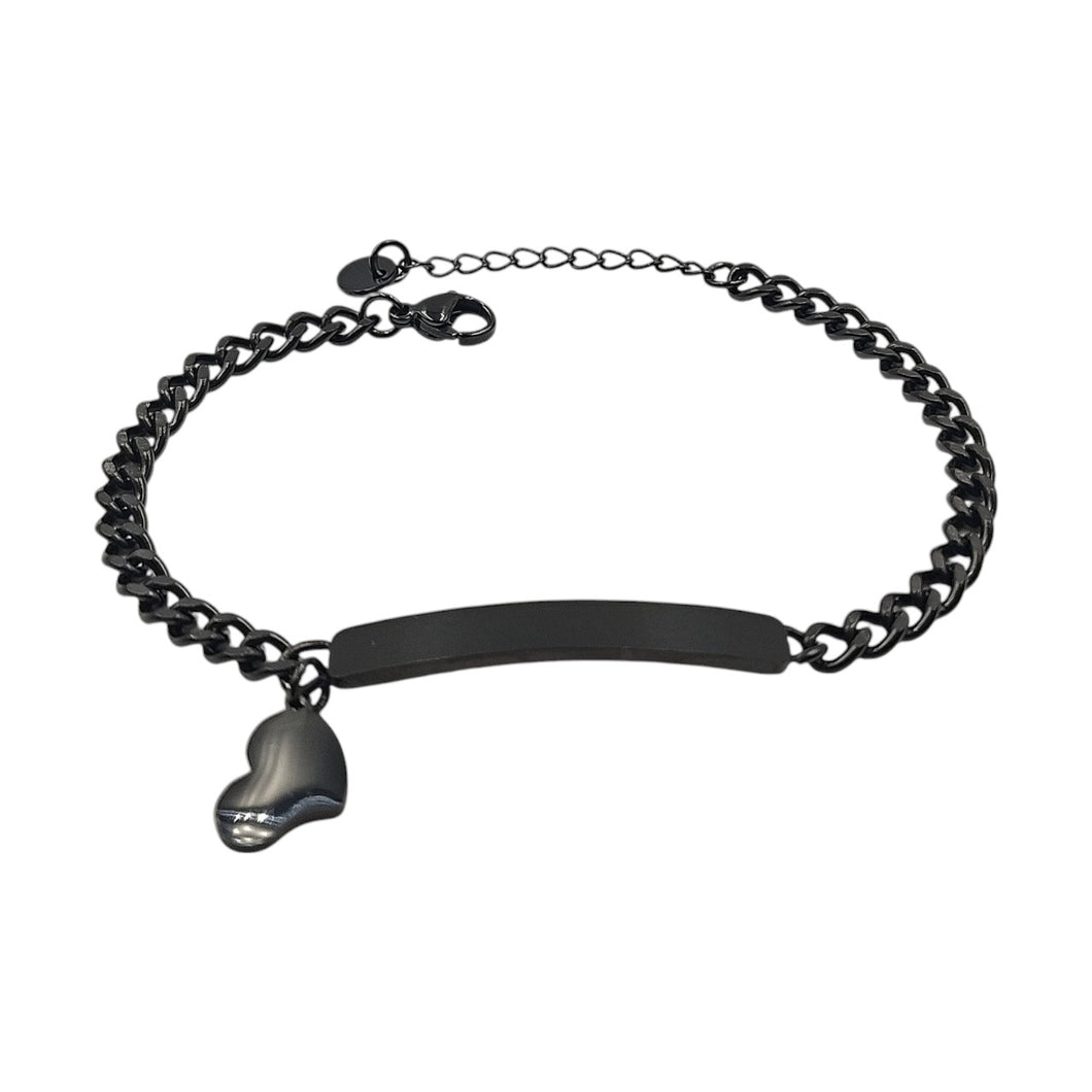 Bracciale Soft Love in Acciaio Nero con Incisione Personalizzata