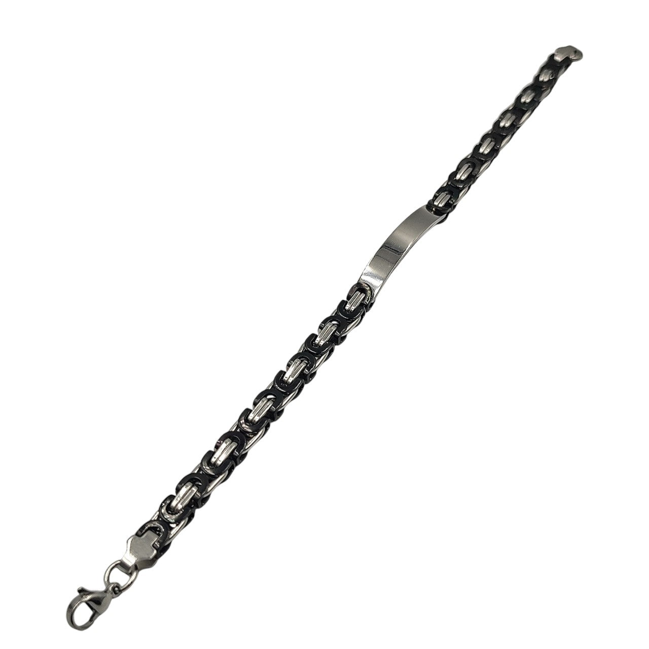 Bracciale Catena Intrecciata in Acciaio con Incisione Personalizzata