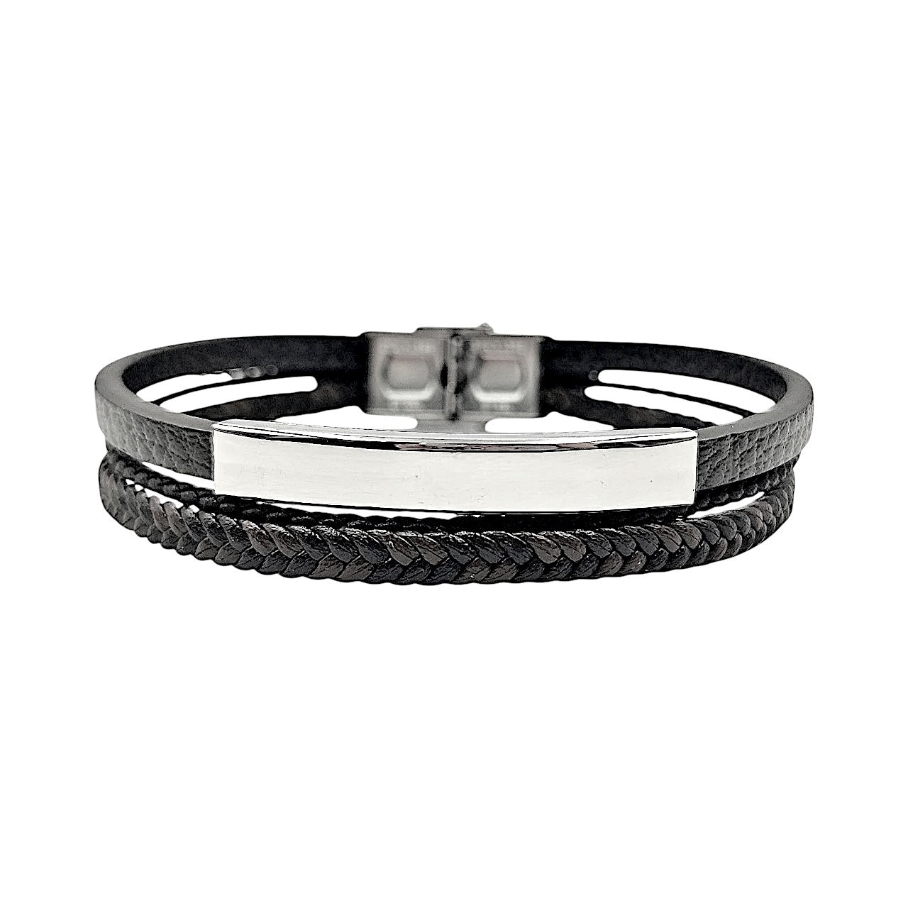 Bracciale Acciaio Skin-Black incisione personalizzata