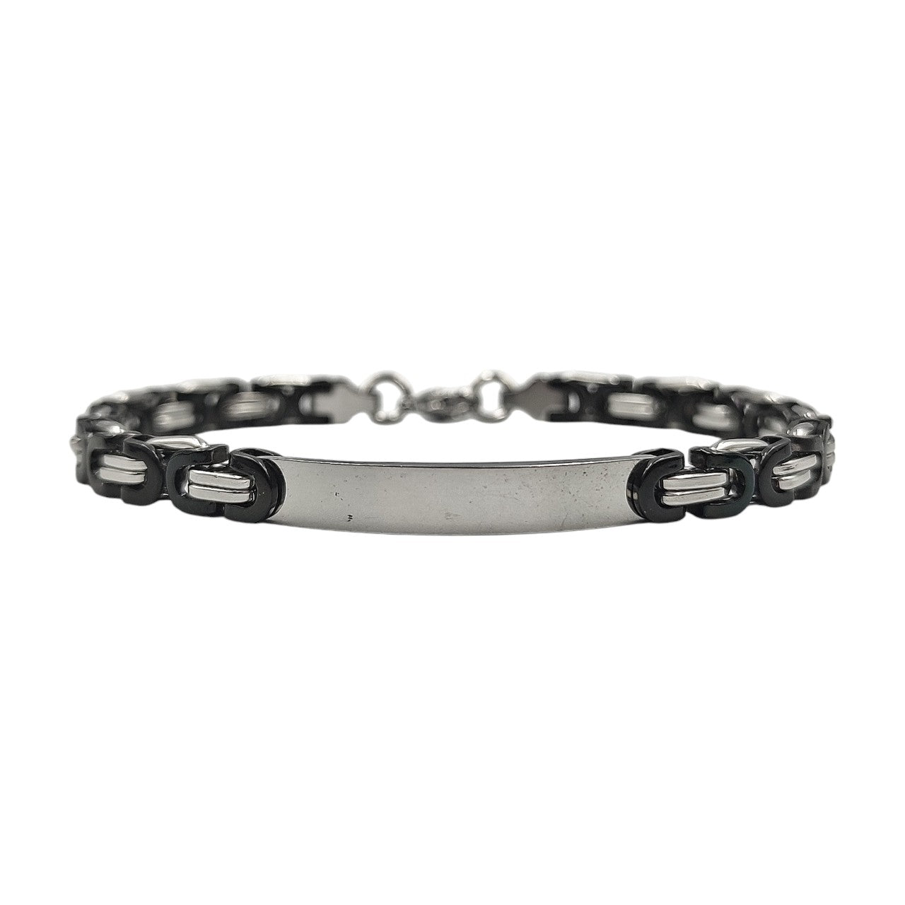 Bracciale Catena Intrecciata in Acciaio con Incisione Personalizzata