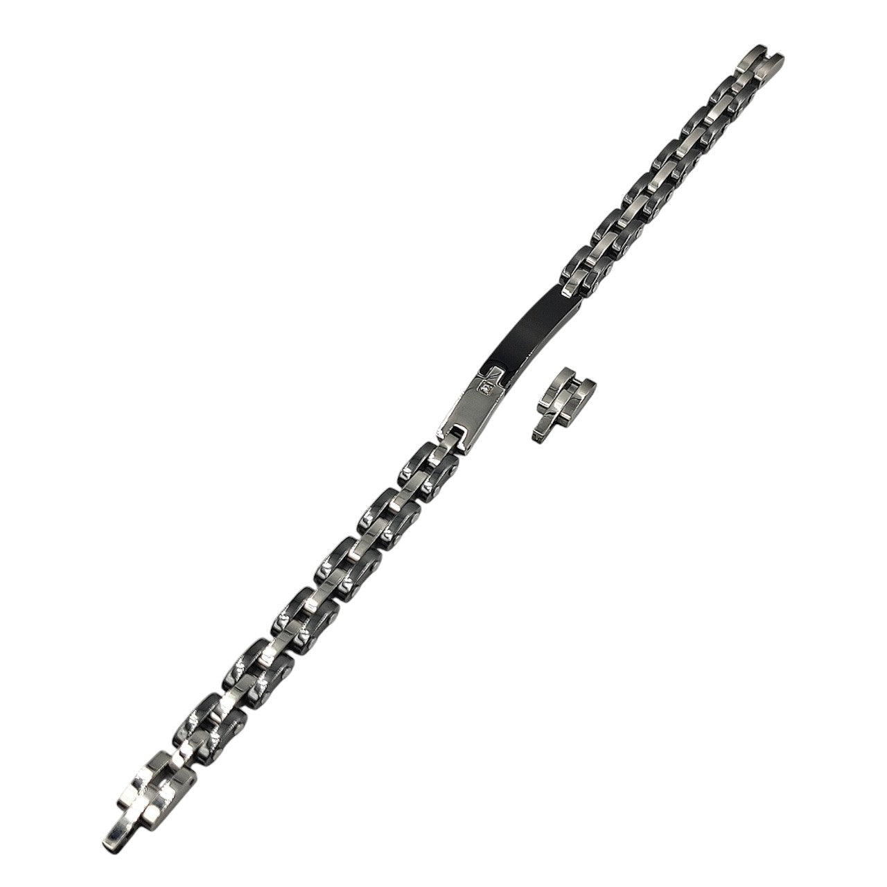 Bracciale Cubo Duo Zircone in Acciaio con Incisione Personalizzata