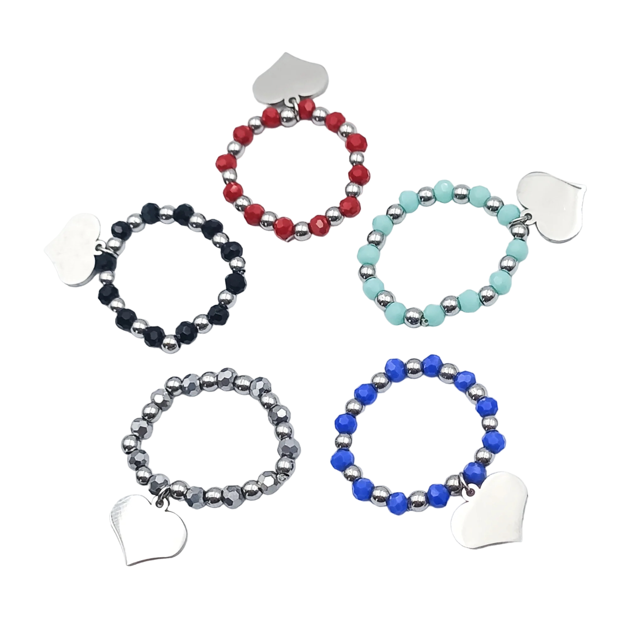 Anello Elasticizzato Cuore Acciaio Vari Colori